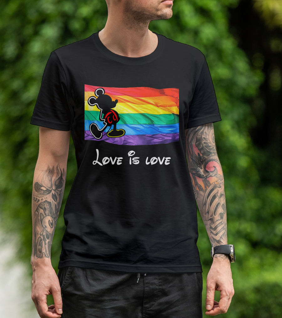 Mickey Love Is Love Rainbow Flag T-Shirt