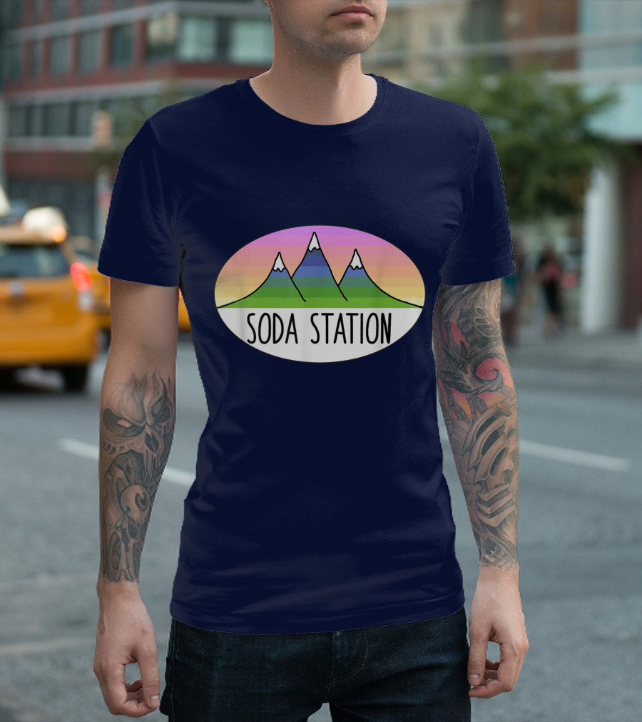 Retro Mountain Stripe Soda Station T-Shirt