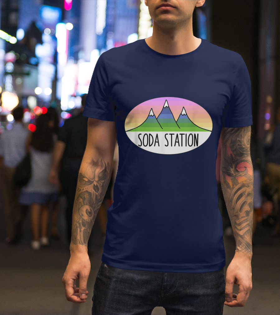 Retro Mountain Stripe Soda Station T-Shirt