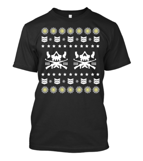Christmas Ugly Bullet Club Skull And Crossed Rifles T-Shirt