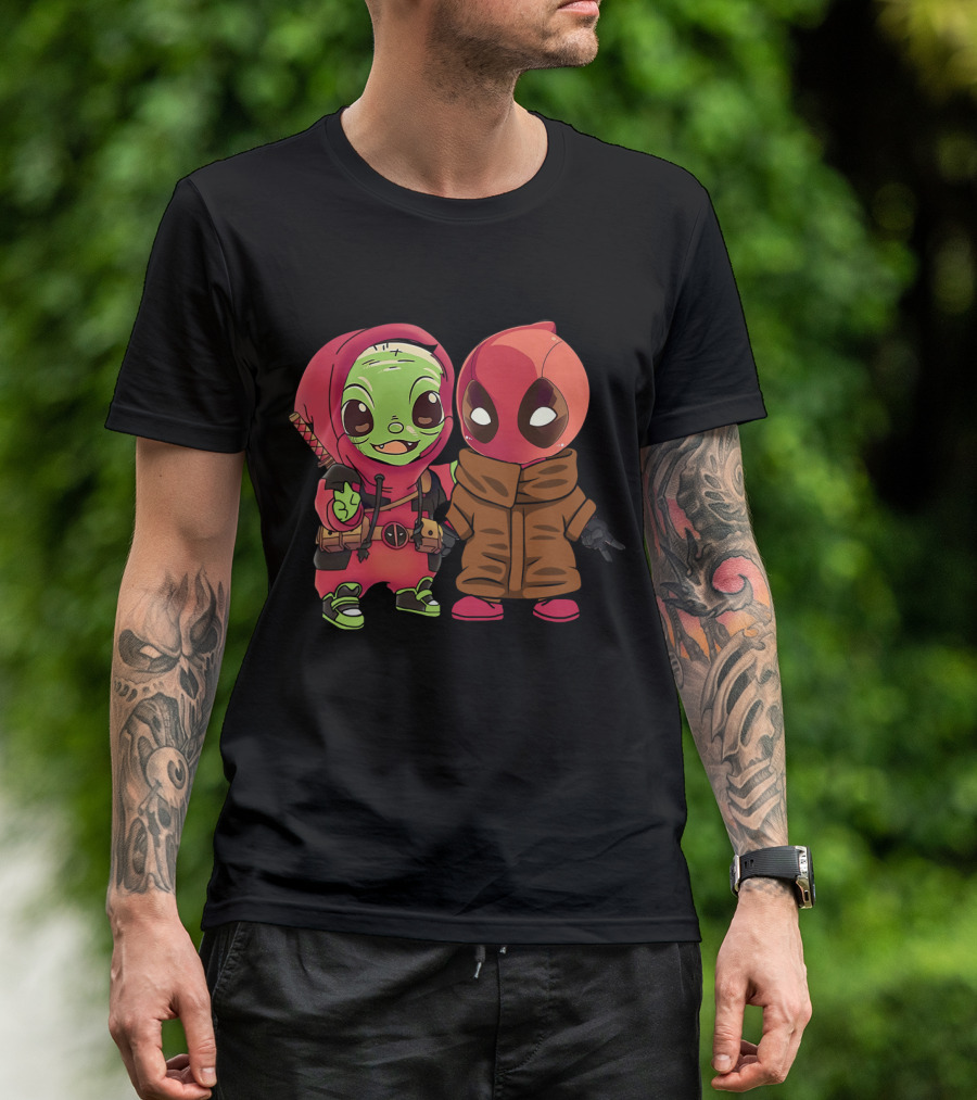 Baby Yoda Deadpool Crossover Hoodie Characters T-Shirt