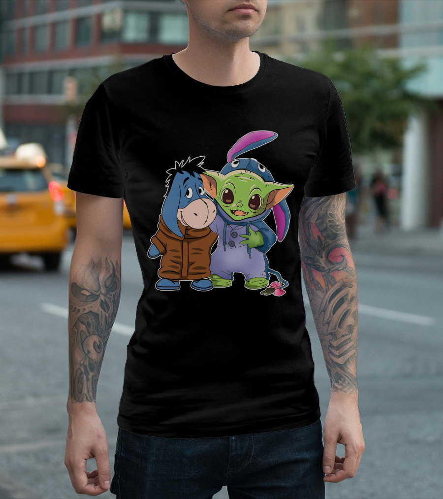 Eeyore and Baby Yoda in Stitch T-Shirt