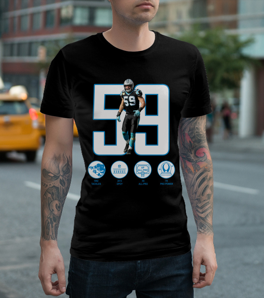Luke Kuechly 59 1092 Tackles 2013 DPOY 5x All-Pro 7x Pro Power T-Shirt