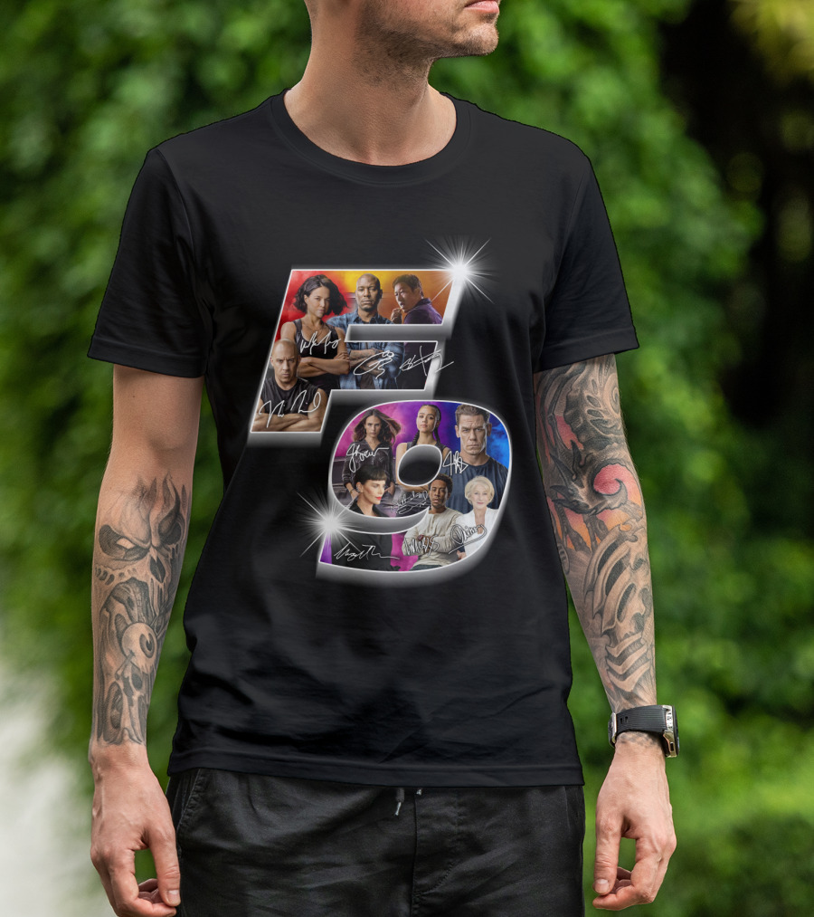 Fast And Furious 9 Cast Signatures And Character Collage T-Shirt