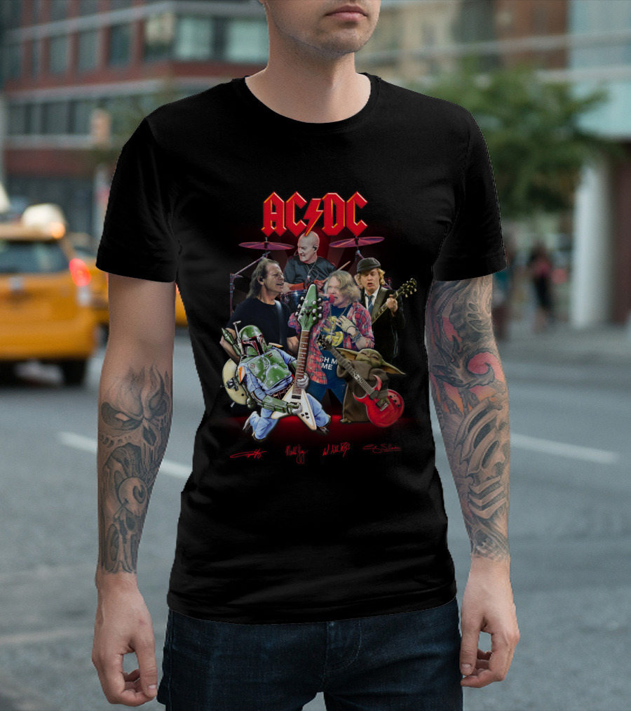 Ac Dc Star Wars Crossover Featuring Boba Fett And Grogu T-Shirt