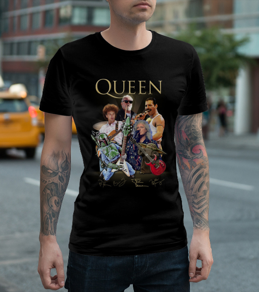 Queen 38 Band Boba Fett Baby Yoda Rock Legends T-Shirt