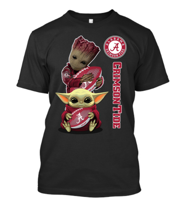 Alabama Crimson Tide Groot Baby Yoda Football T-Shirt