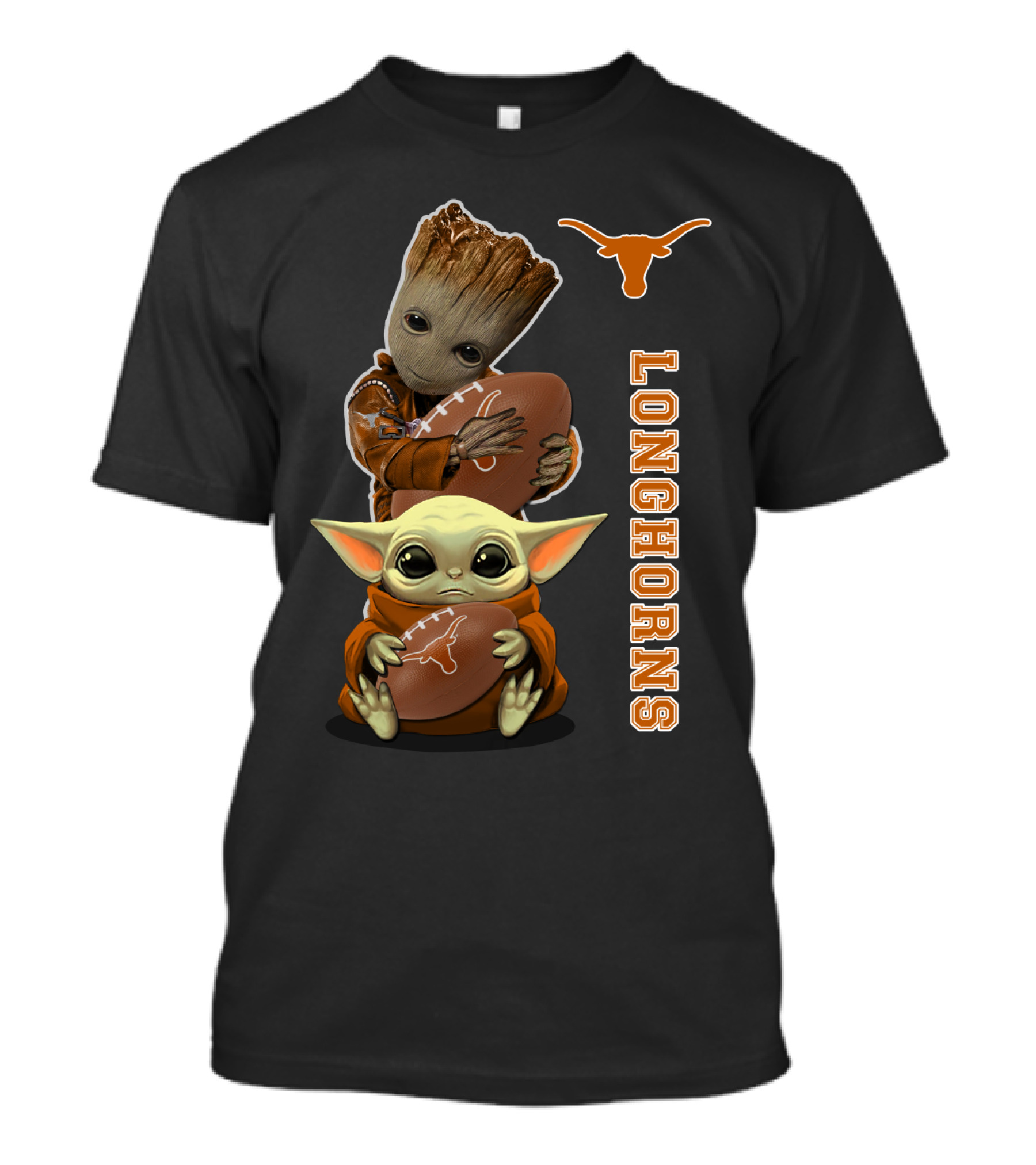 Longhorns Ncaa 41 Groot Baby Yoda Football T-Shirt
