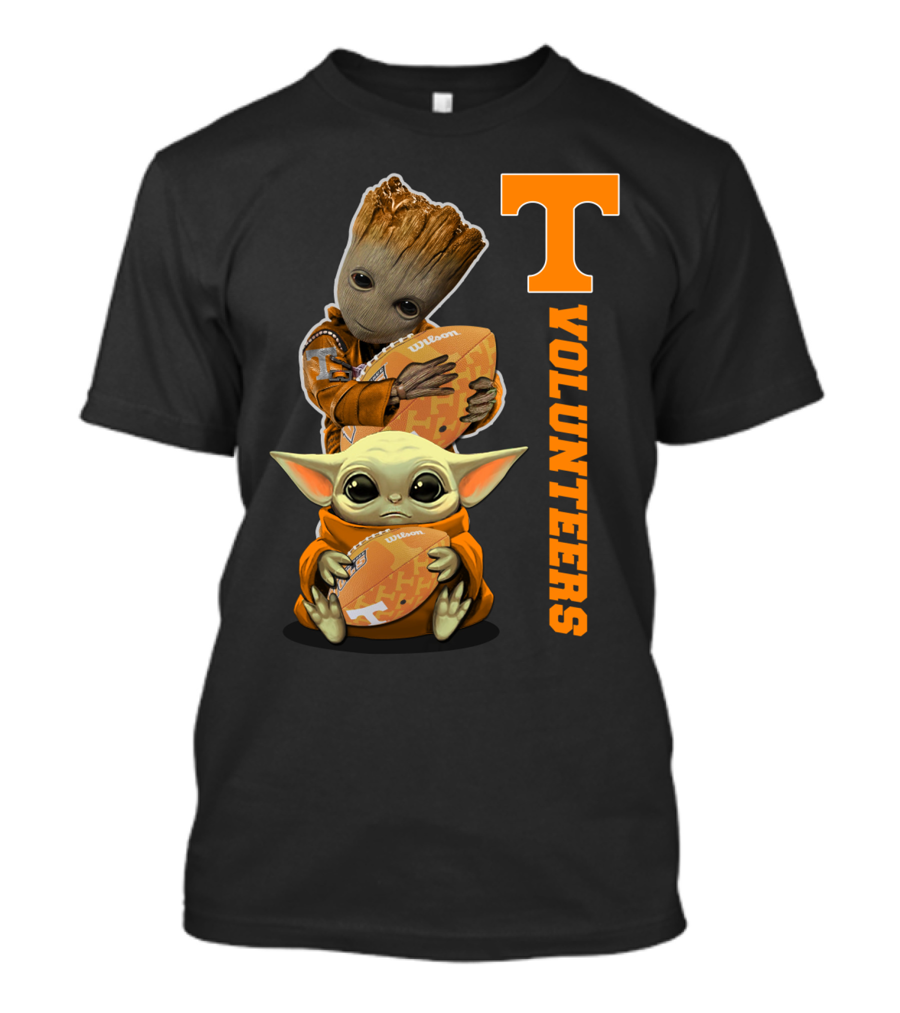 Volunteers 41 Tv Groot Baby Yoda Football T-Shirt