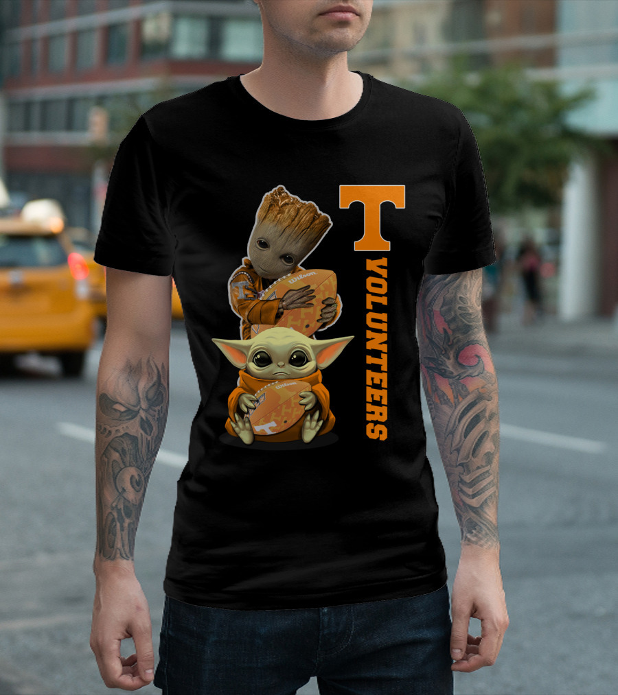 Volunteers 41 Tv Groot Baby Yoda Football T-Shirt