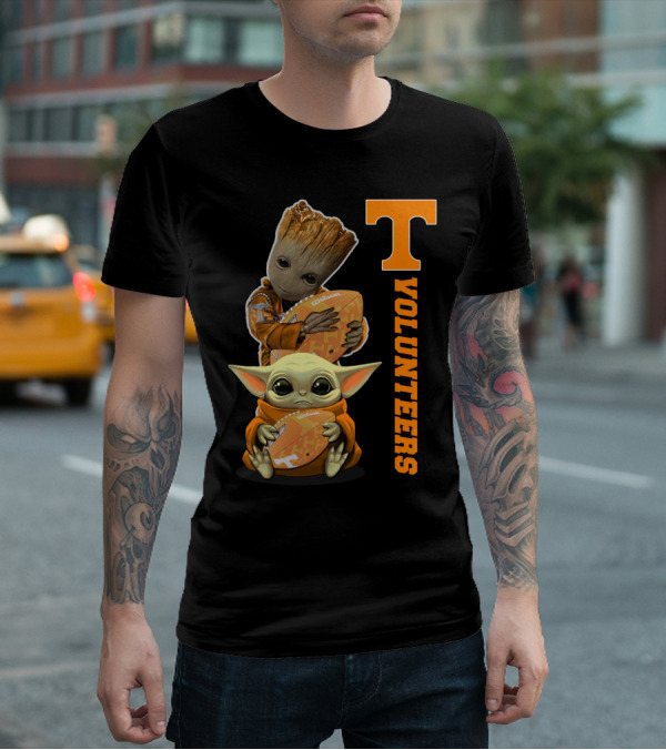 Volunteers 41 Tv Groot Baby Yoda Football T-Shirt