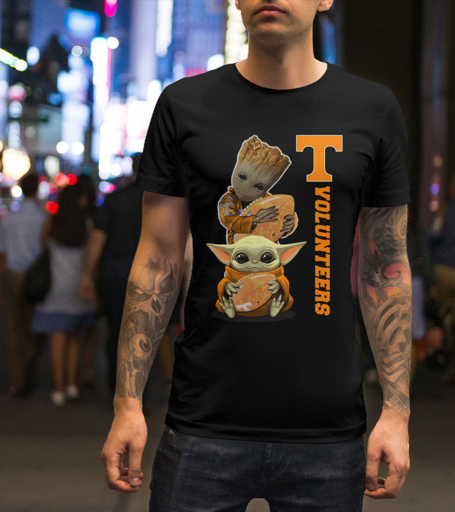 Volunteers 41 Tv Groot Baby Yoda Football T-Shirt