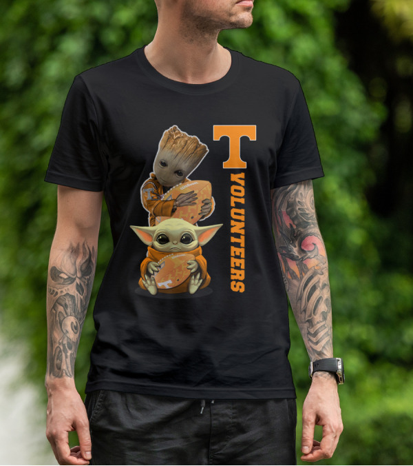 Volunteers 41 Tv Groot Baby Yoda Football T-Shirt