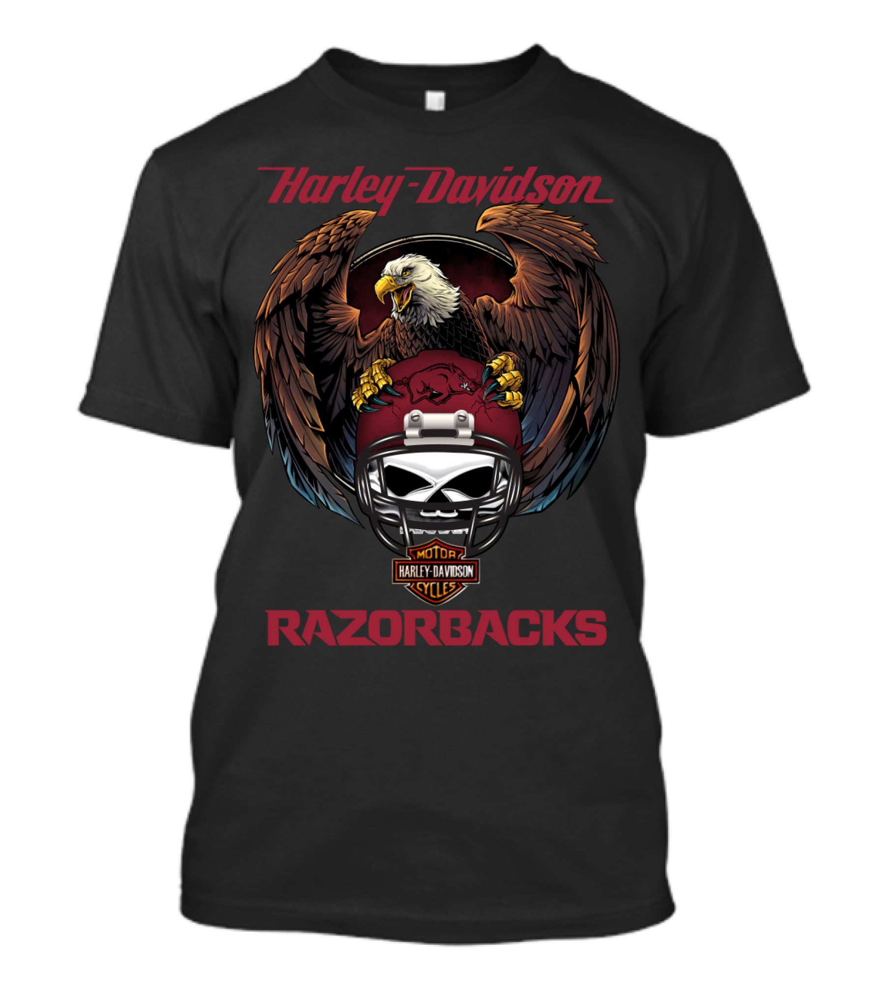 Harley Davidson Razorbacks Ncaa Eagle Helmet T-Shirt