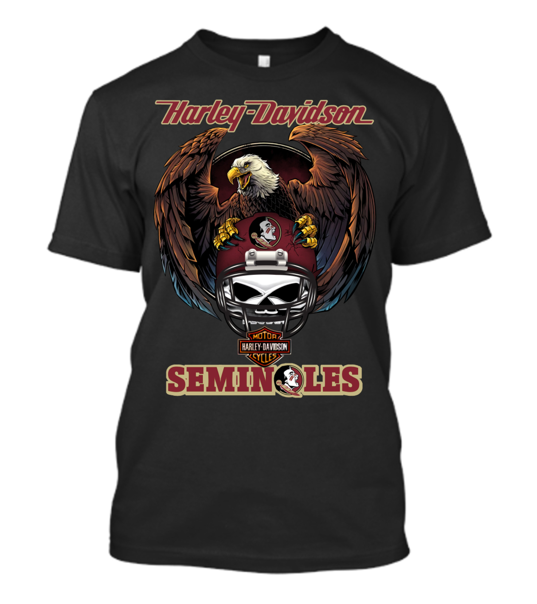 Harley Davidson Motor Cycles Seminoles Ncaa Fss Eagles Helmet T-Shirt