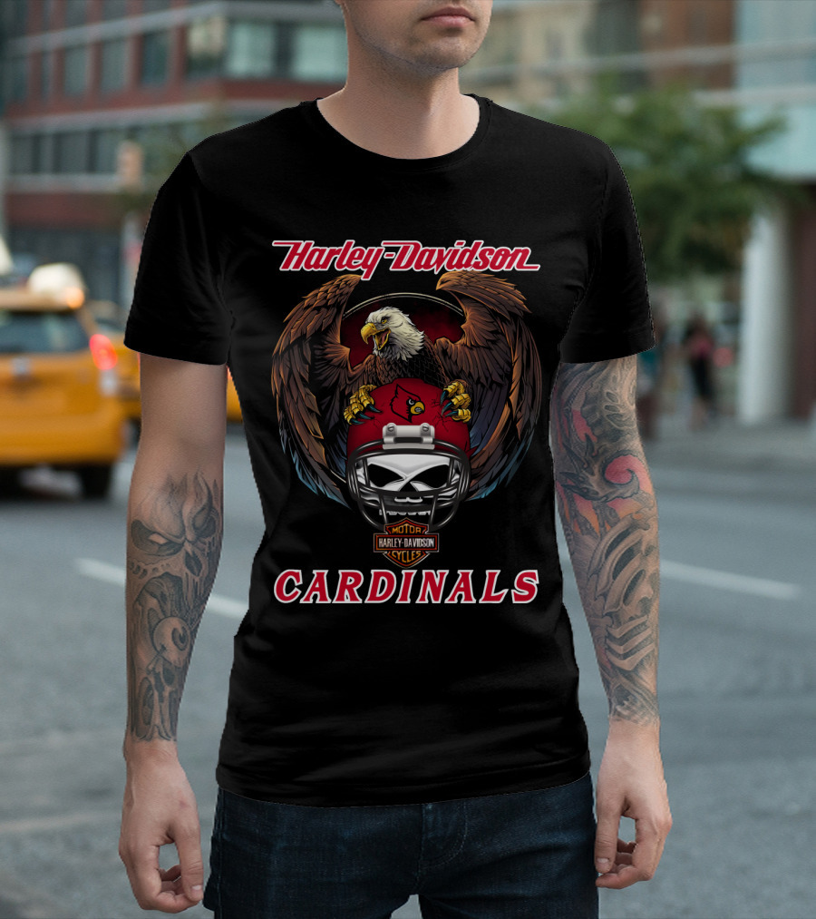 Harley Davidson Motorcycles Cardinals Eagle Ncaa T-Shirt