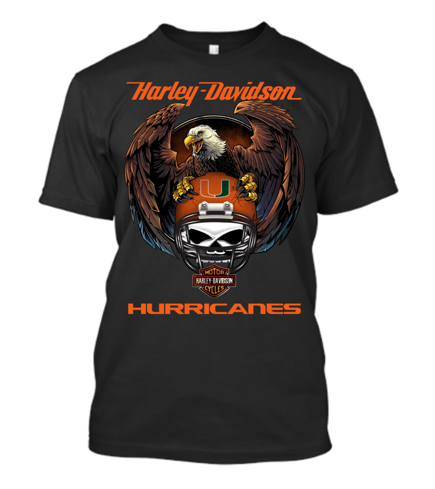 Harley Davidson Hurricanes Miami Helmet Eagle Motorcycle Cycles T-Shirt