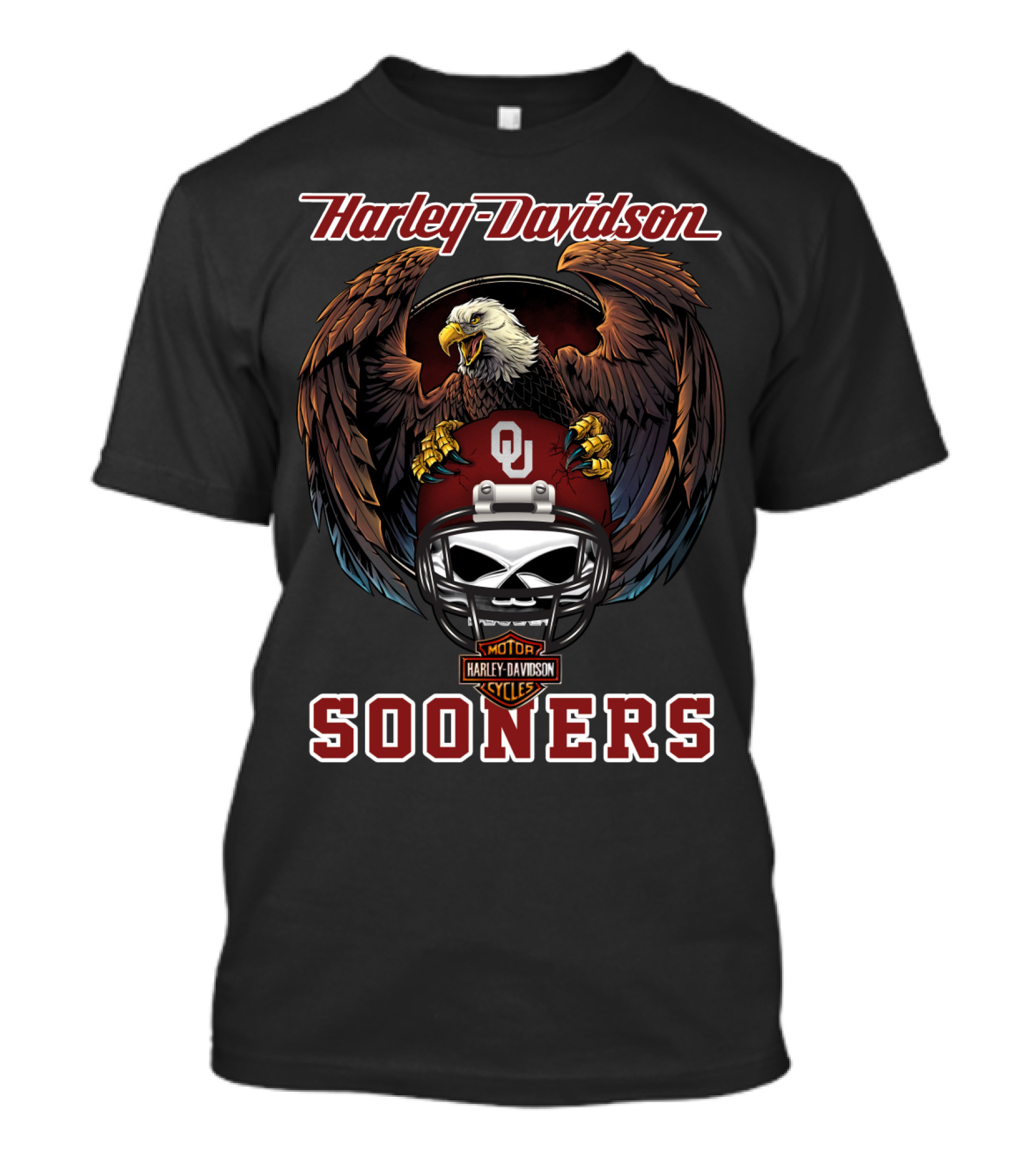 Harley Davidson Sooners Ou Ncaa Football Eagle Helmet T-Shirt