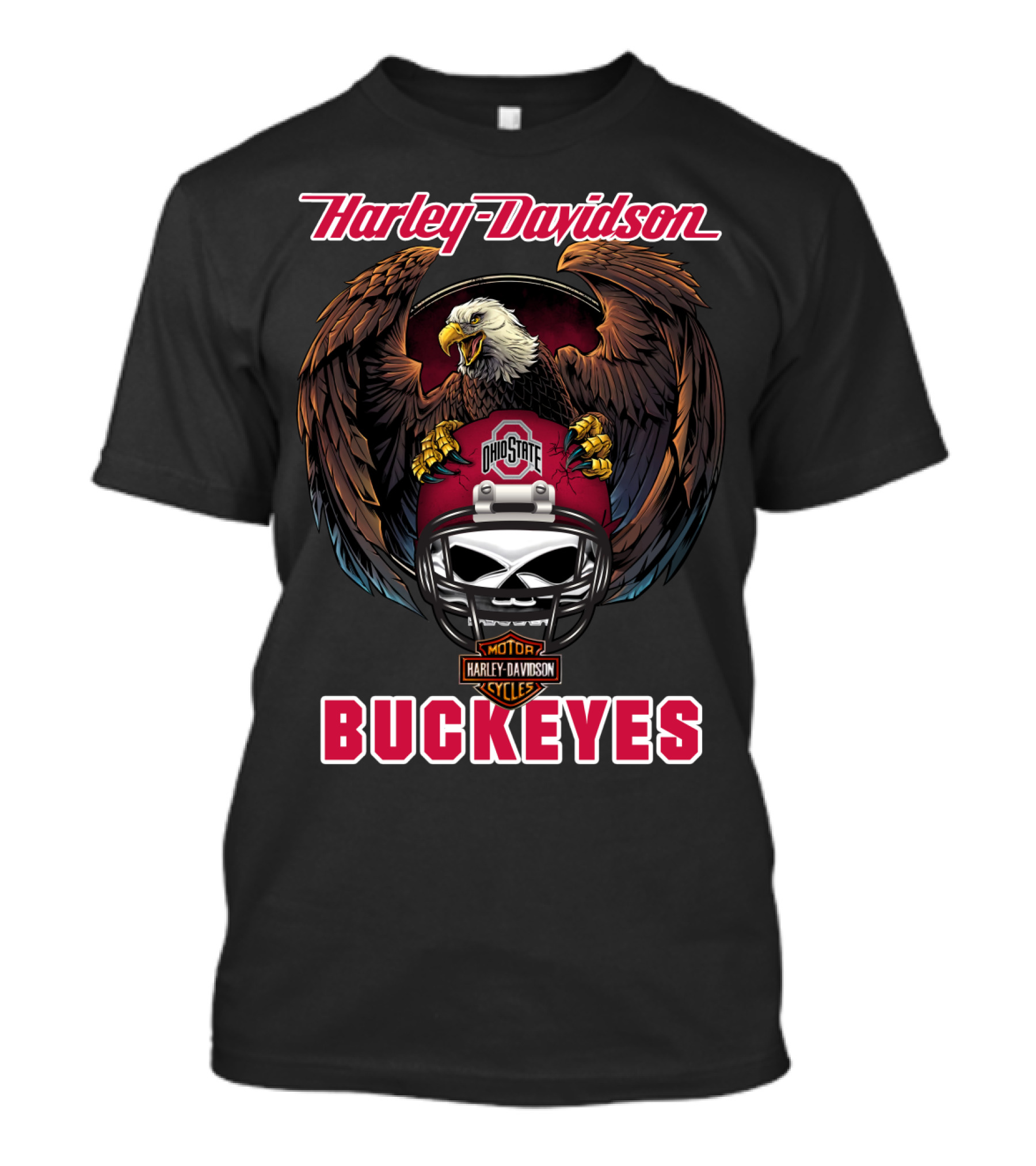 Harley Davidson Ohio State Buckeyes Eagle Helmet Ncaa Cycles T-Shirt
