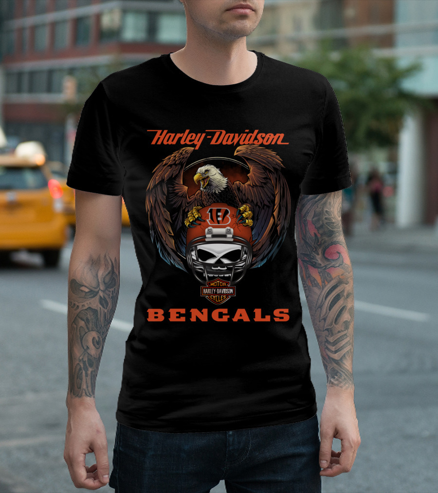 Harley Davidson Motorcycles Bengals Eagles T-Shirt