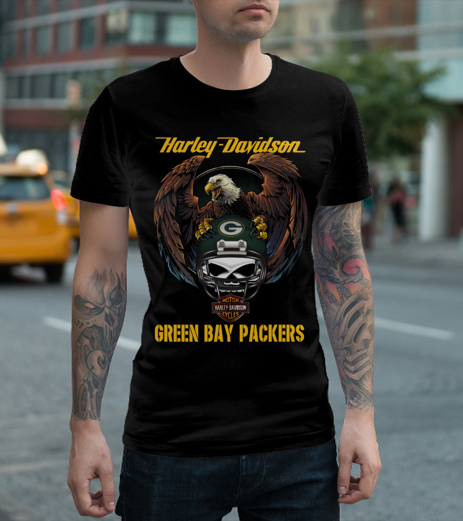 Harley Davidson Green Bay Packers Nfl Eagles Gbp T-Shirt