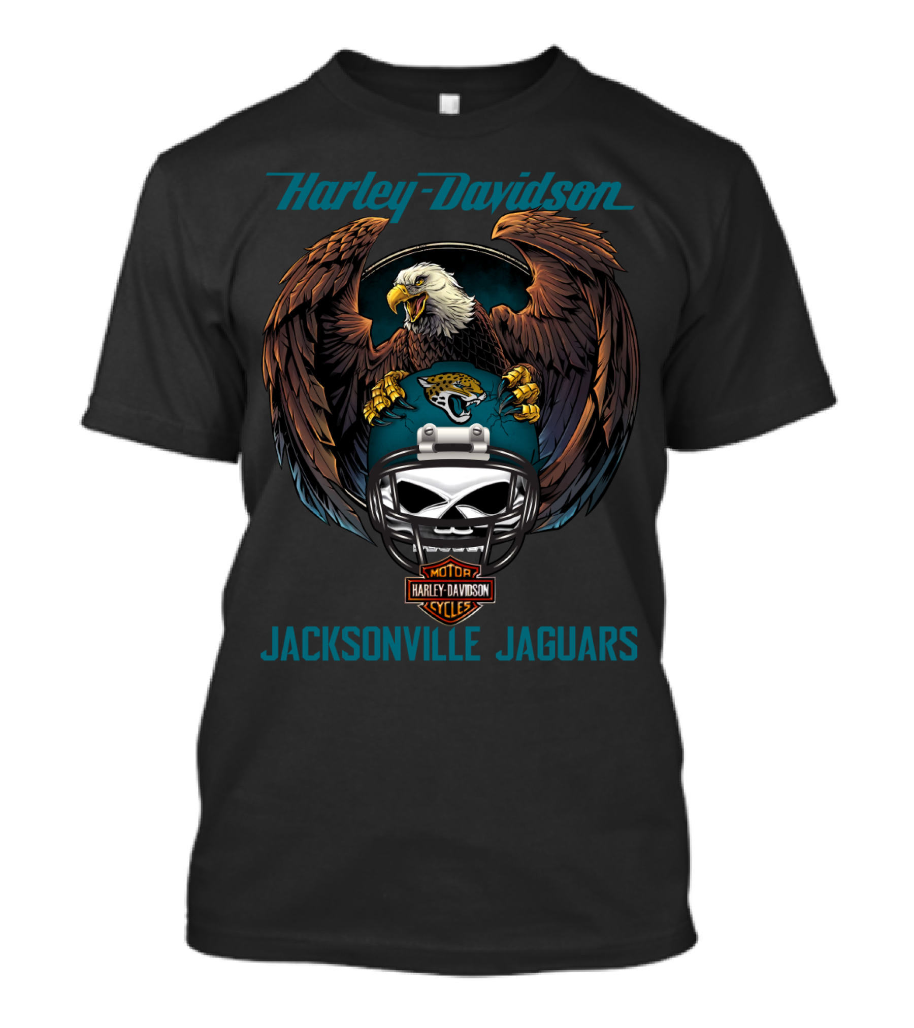 Harley Davidson Jacksonville Jaguars Nfl Motorcycle Eagle Helmet T-Shirt
