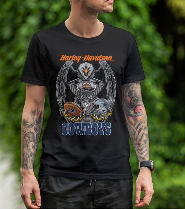 Harley Davidson Cowboys Nfl Dallas Football Eagle Engine T-Shirt