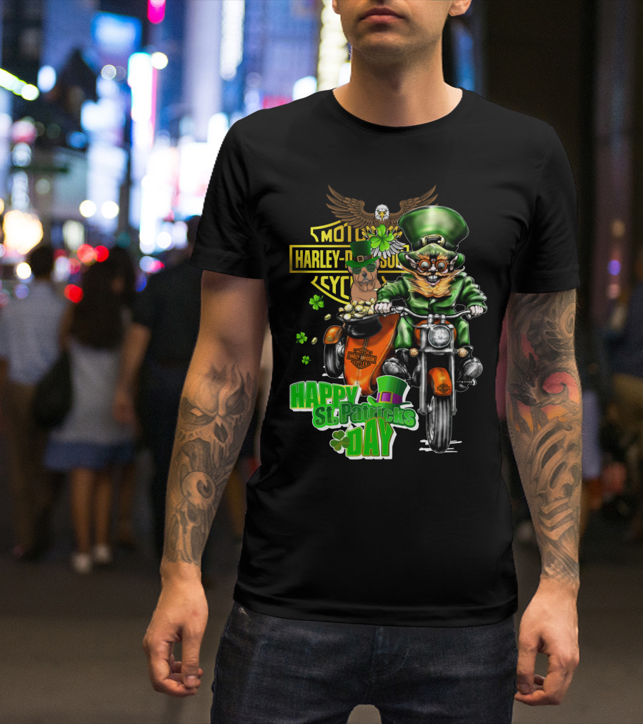 Harley Davidson Happy St. Patrick's Day Motorcycle Leprechaun T-Shirt