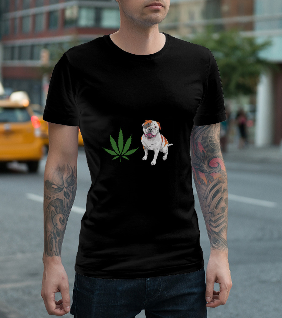 American Bulldog And Cannabis Make Me Happy Humans Make My Head Hurt T-Shirt