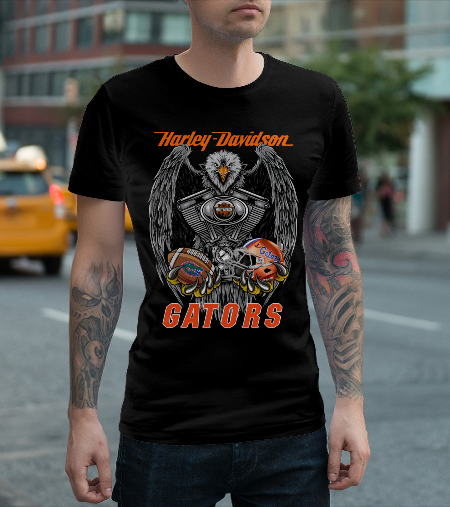 Harley Davidson Gators Vintage Eagle Engine Football Helmet T-Shirt