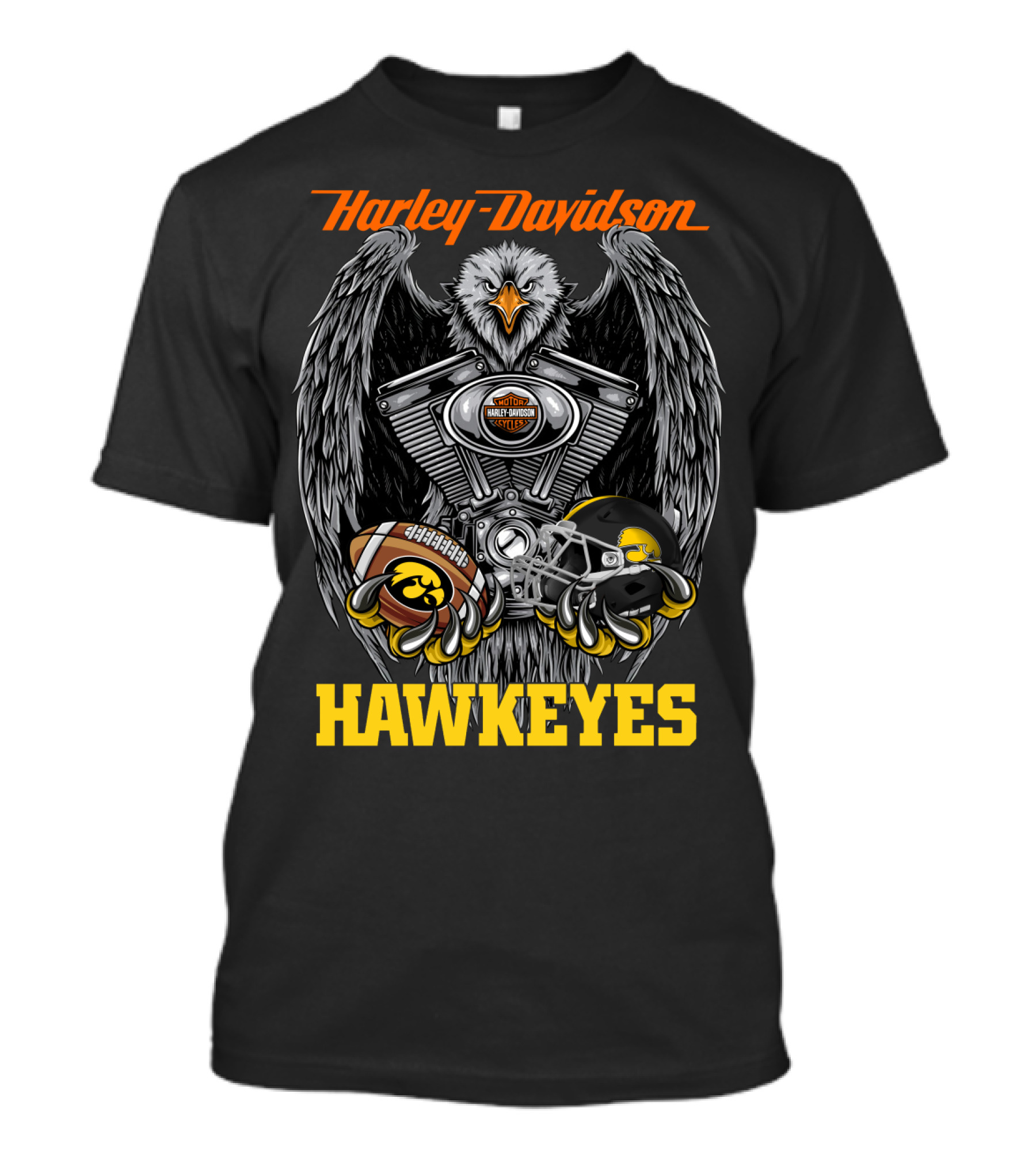 Harley Davidson Hawkeyes Eagle Engine Football Helmet T-Shirt