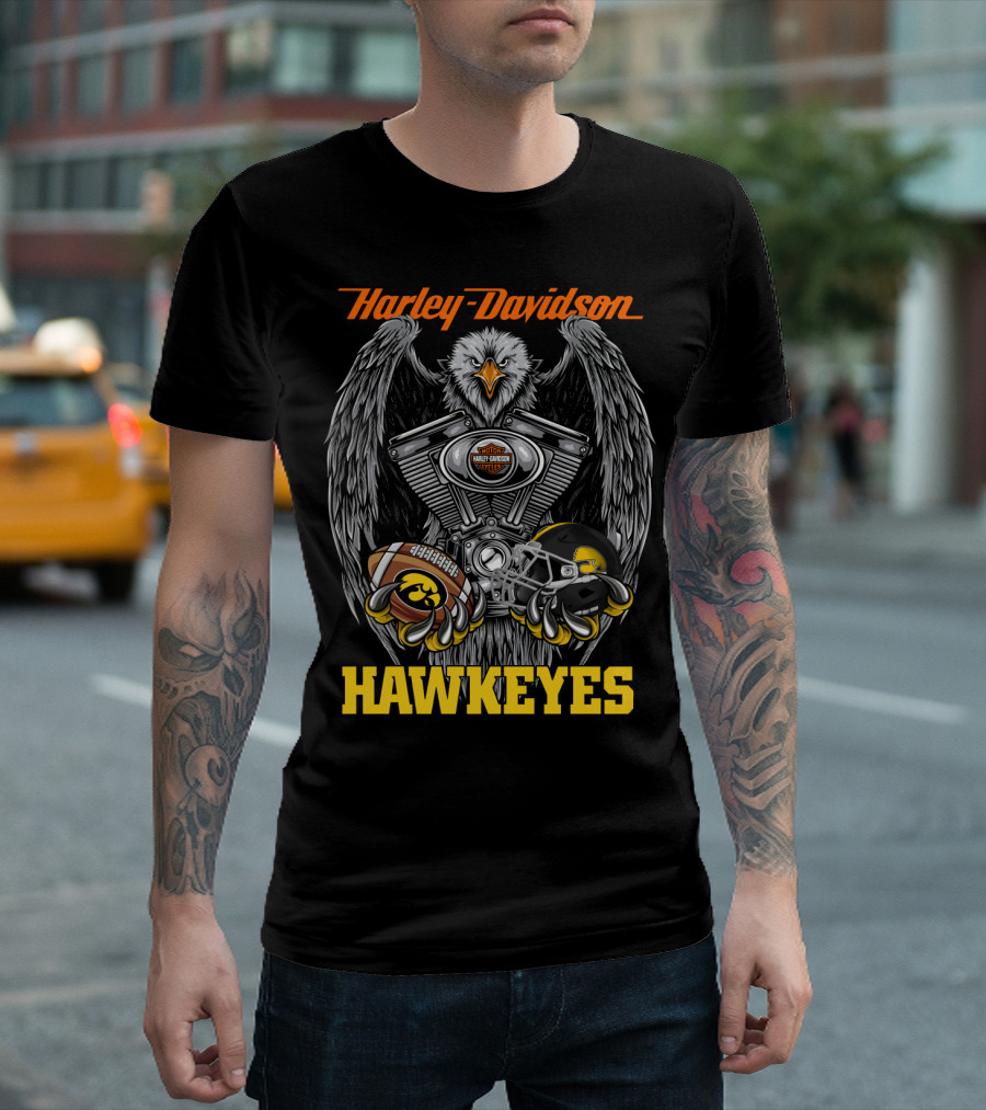 Harley Davidson Hawkeyes Eagle Engine Football Helmet T-Shirt