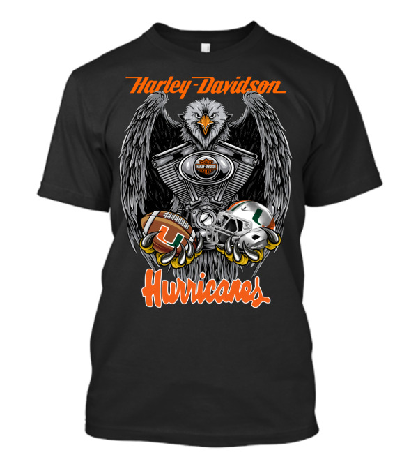 Harley Davidson Hurricanes Miami Football Helmet Engine Eagle T-Shirt
