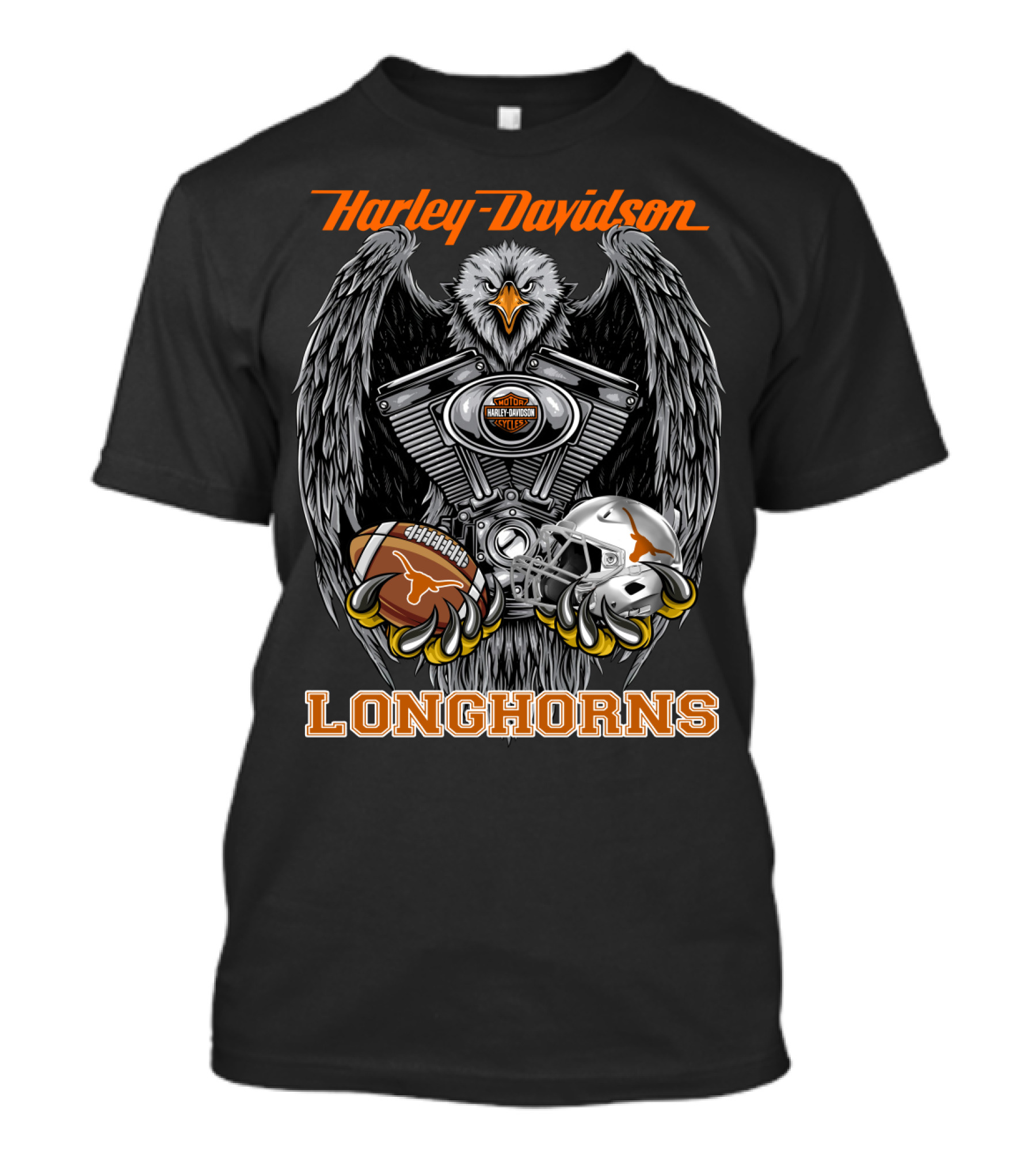 Harley Davidson Longhorns Eagle Engine Football Helmet T-Shirt