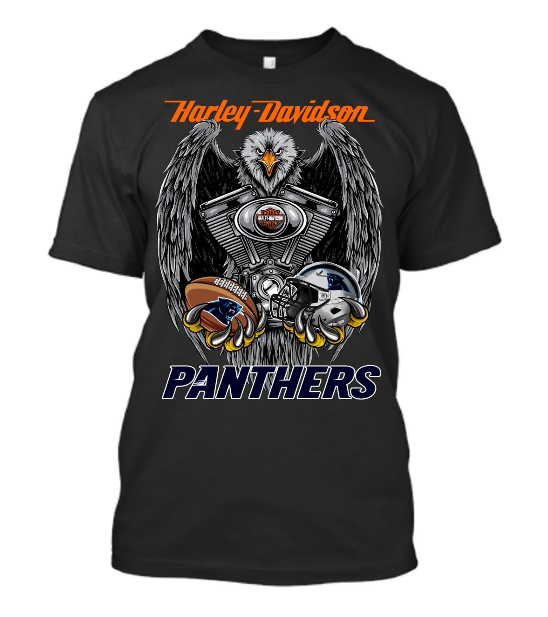 Harley Davidson Panthers Engine Eagle Football Helmet T-Shirt