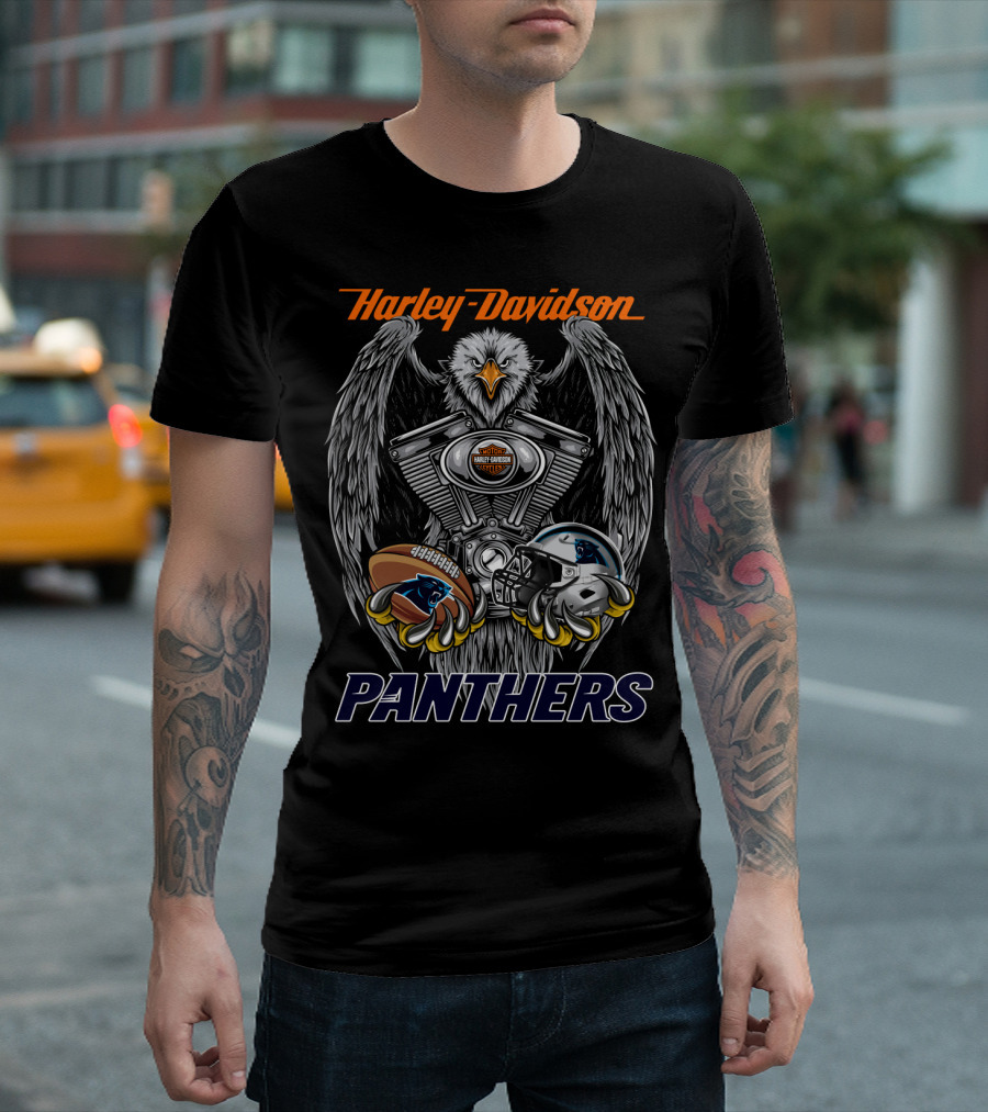 Harley Davidson Panthers Engine Eagle Football Helmet T-Shirt