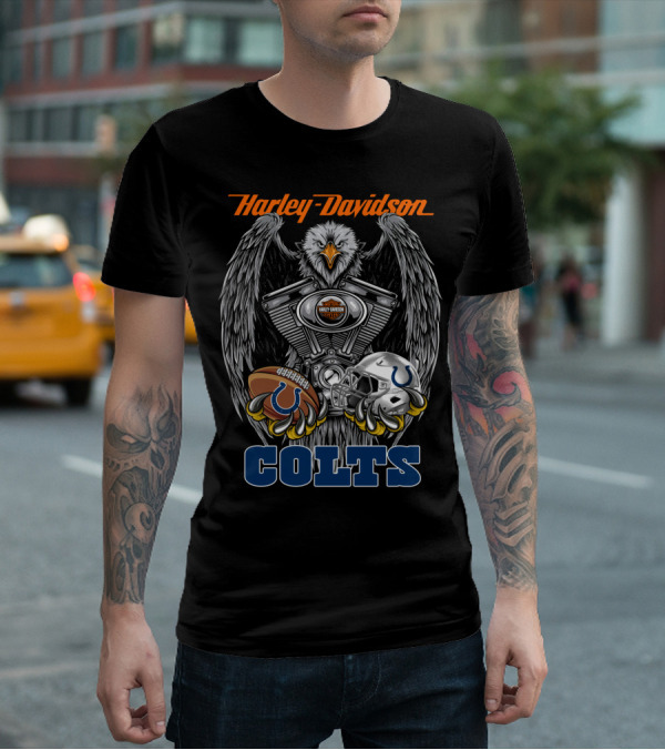 Harley Davidson Colts Football Eagle Engine Helmet T-Shirt