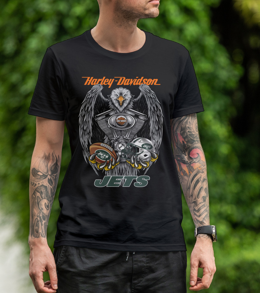 Harley Davidson New York Jets Eagles Nfl Football T-Shirt