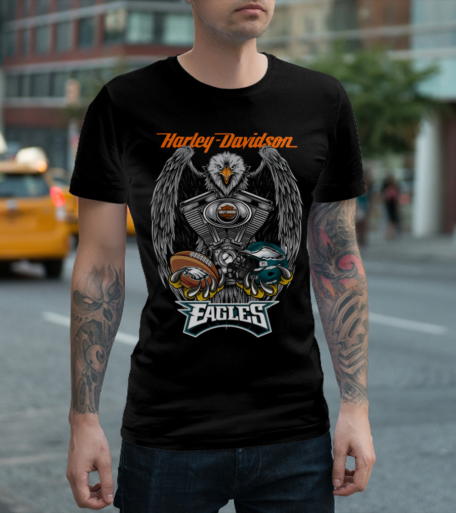 Harley Davidson Eagles Football Helmet Engine Eagle T-Shirt