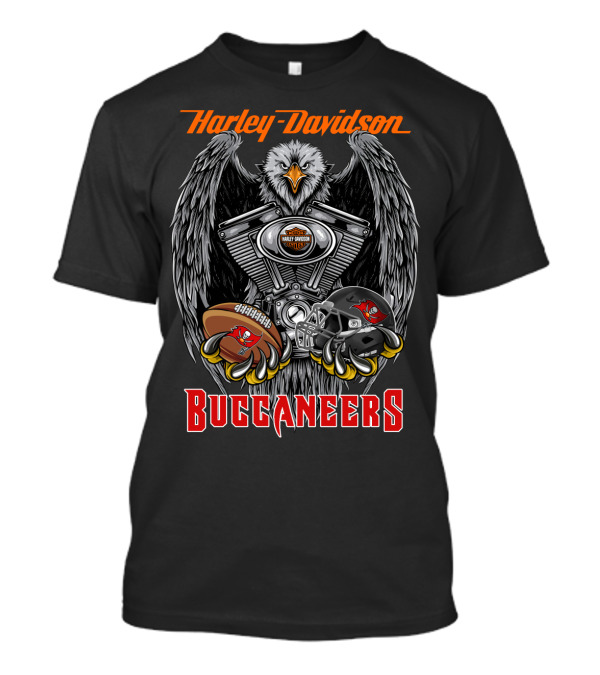 Harley Davidson Buccaneers Eagle Nfl Tbb Football Helmet And Engine T-Shirt