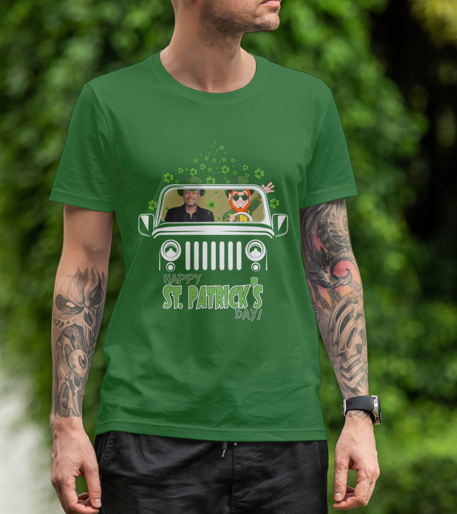 Blake Shelton Happy St. Patrick's Day Jeep Leprechaun And Clover Ride T-Shirt