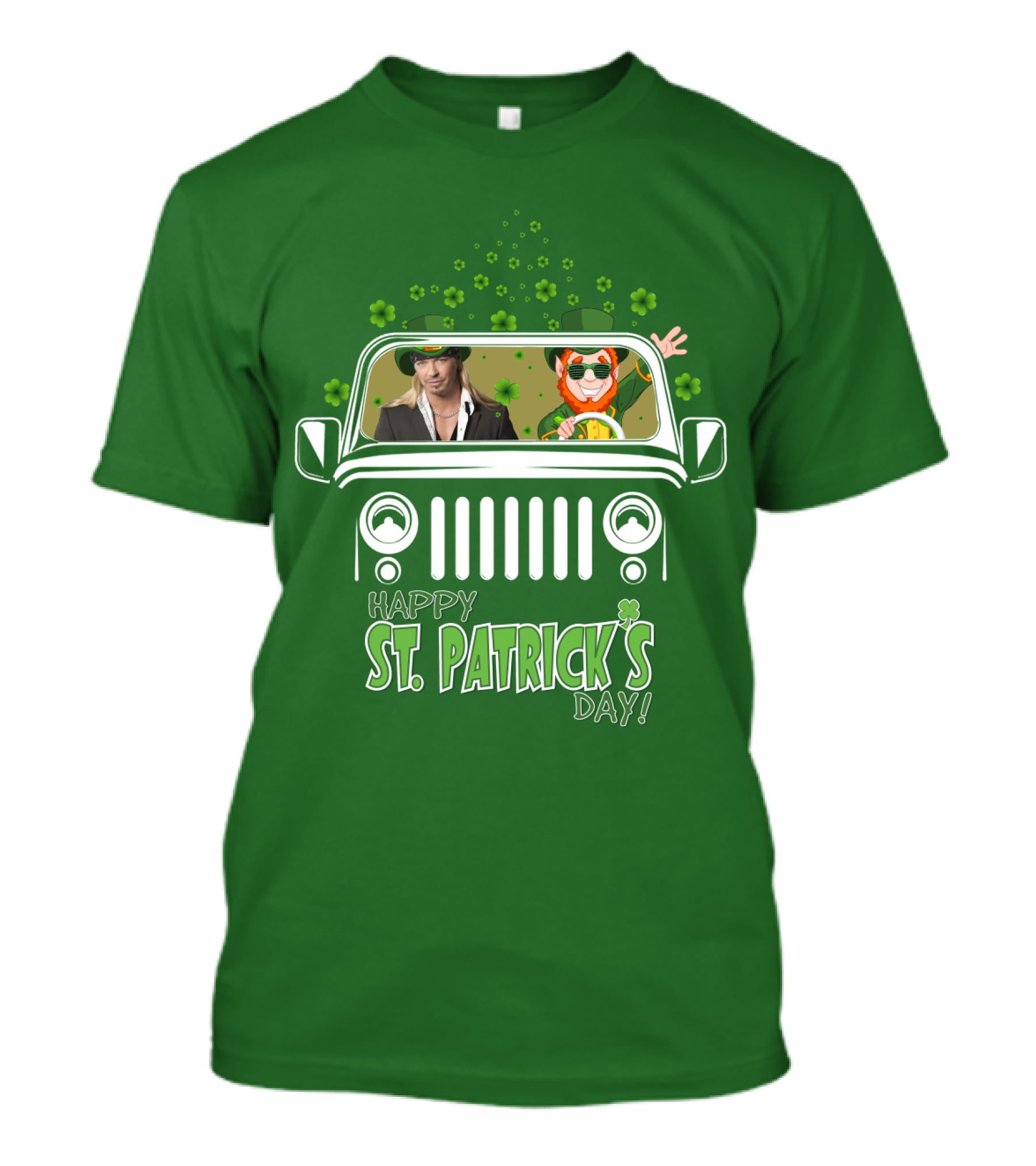 Bret Michaels St. Patrick's Day Jeep With Leprechaun And Shamrocks T-Shirt