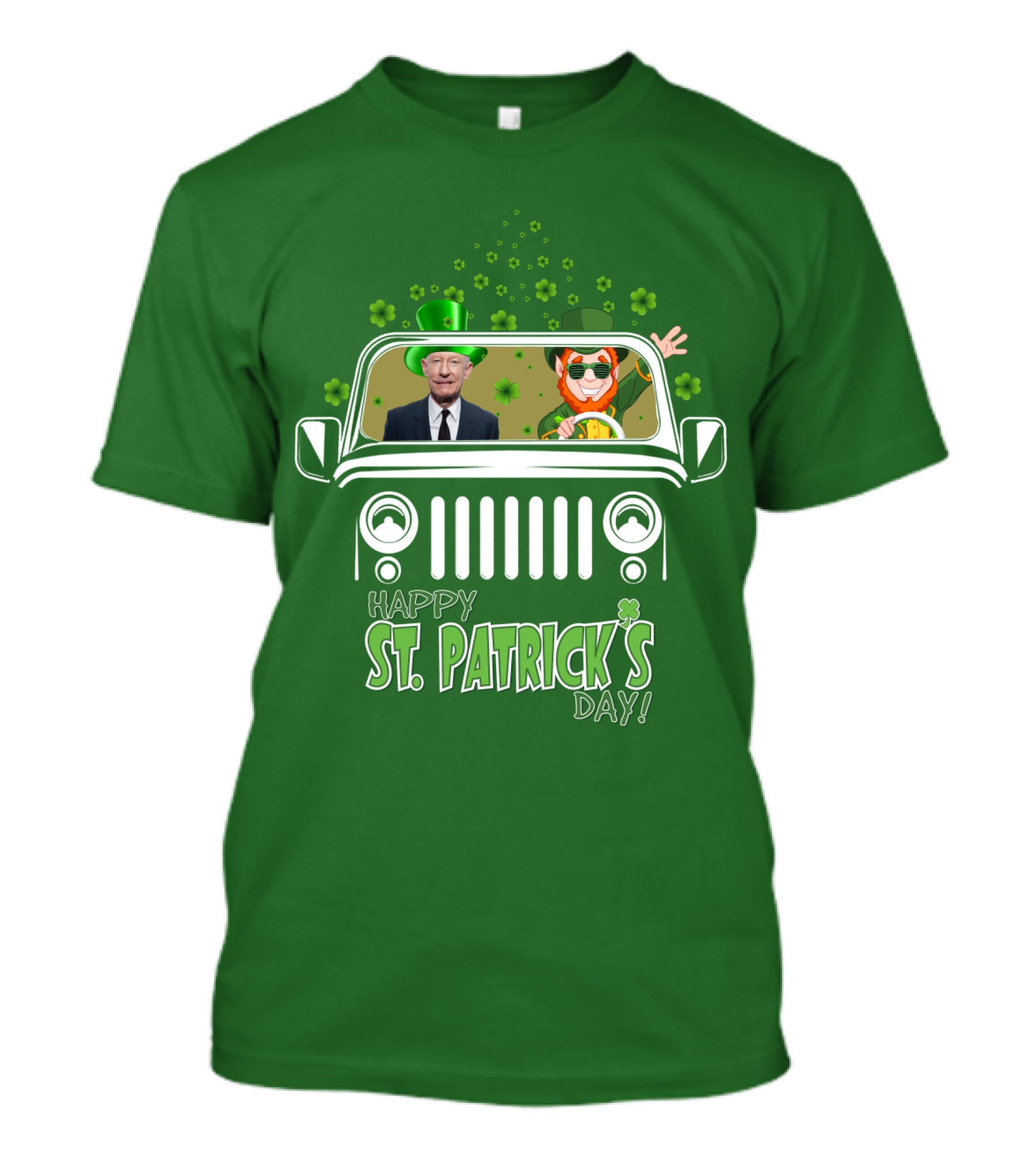 Happy St. Patrick's Day 51 Lyle Lovett Jeep With Leprechaun And Shamrocks T-Shirt