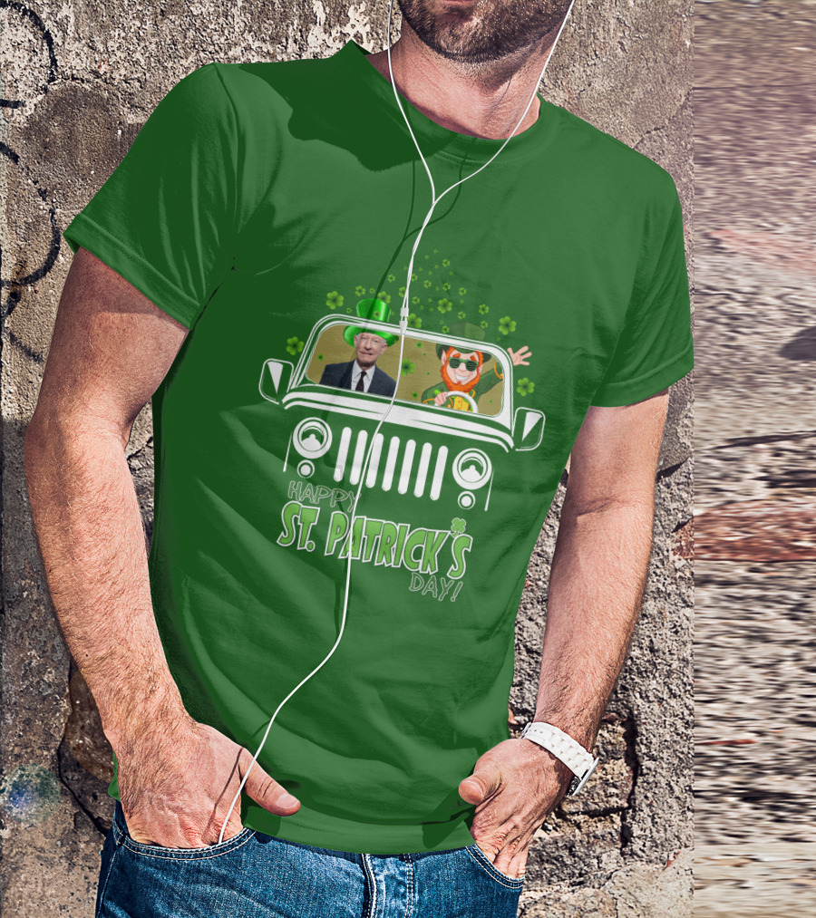 Happy St. Patrick's Day 51 Lyle Lovett Jeep With Leprechaun And Shamrocks T-Shirt