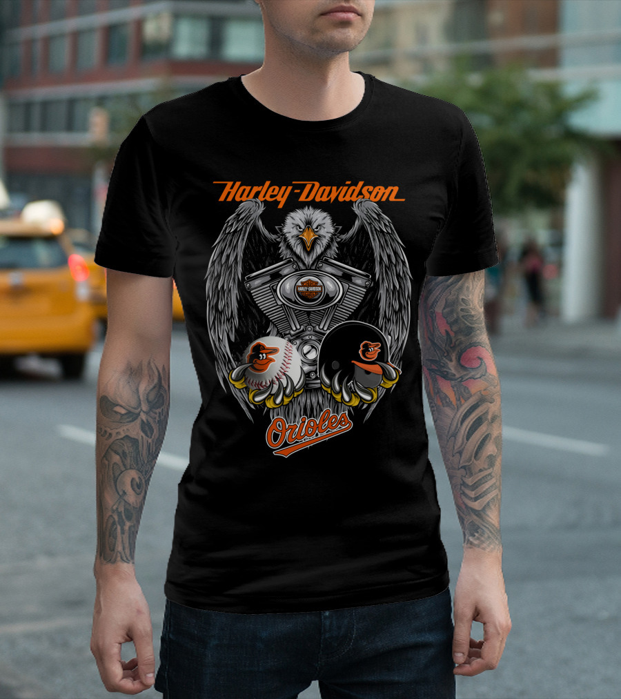 Harley Davidson Orioles Eagle Engine Baseball Helmet T-Shirt