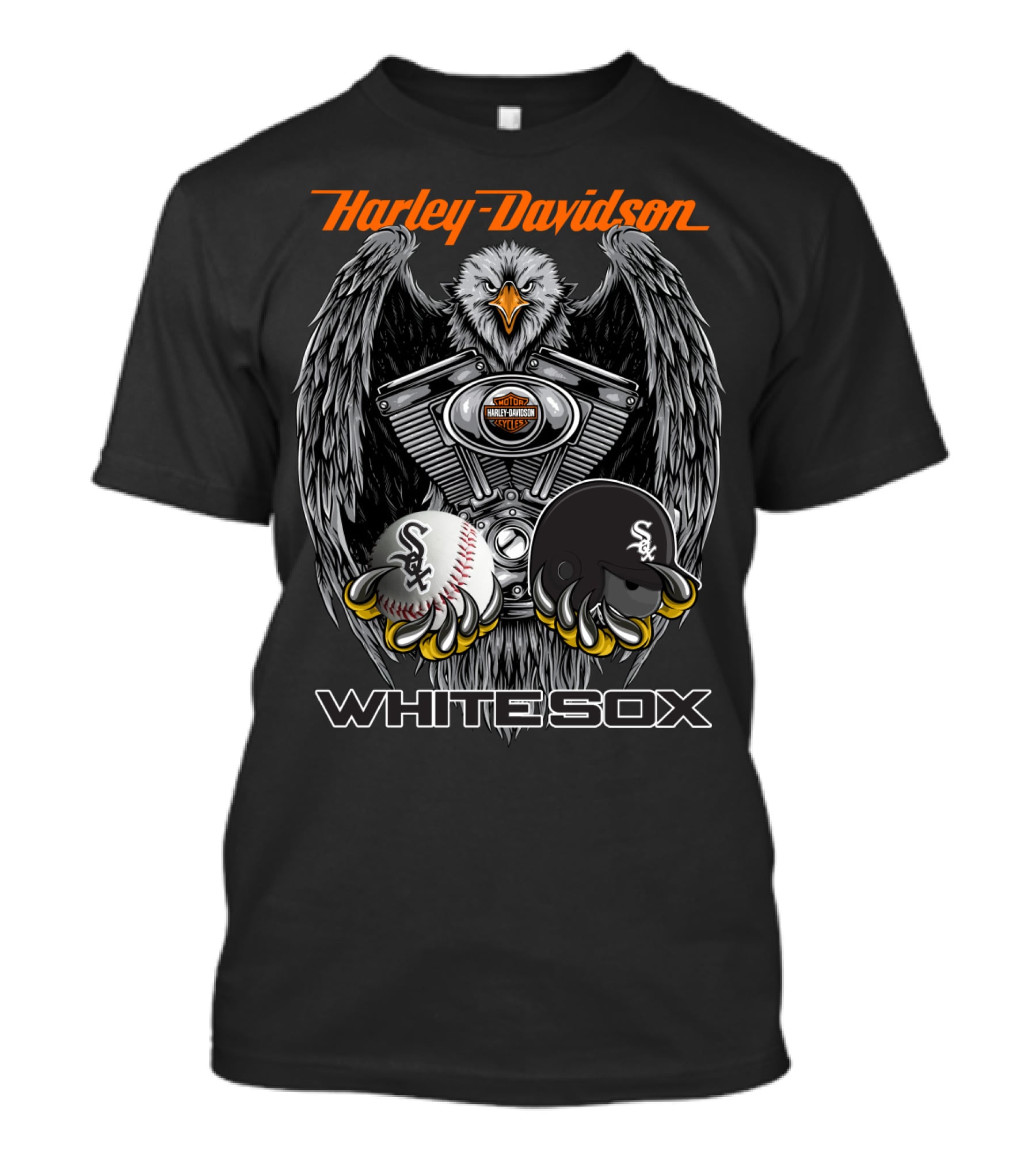 Harley Davidson White Sox Mlb Eagle Engine Baseball Helmet T-Shirt
