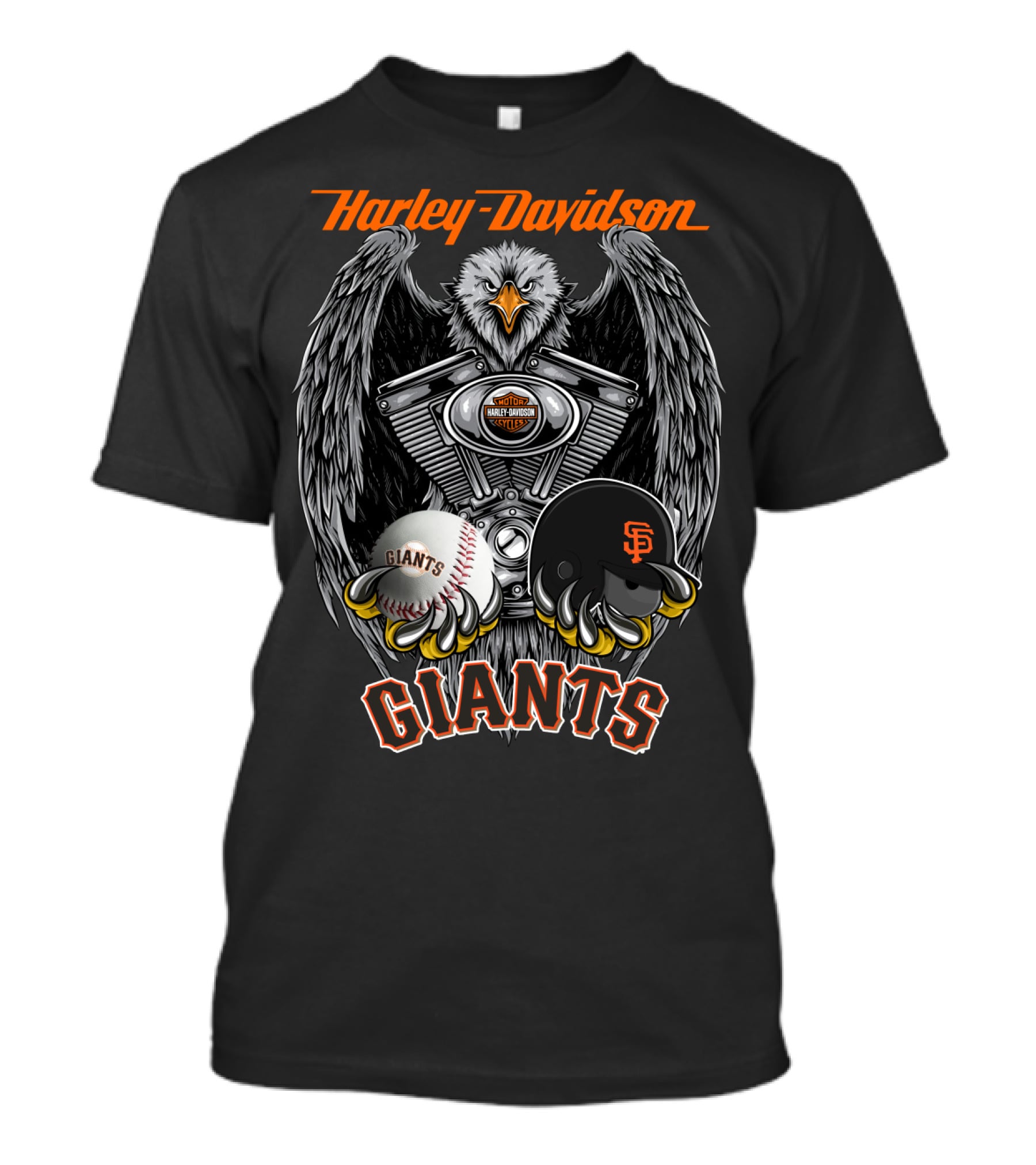 Harley Davidson Giants Mlb Sfg Baseball Eagle Engine Art T-Shirt