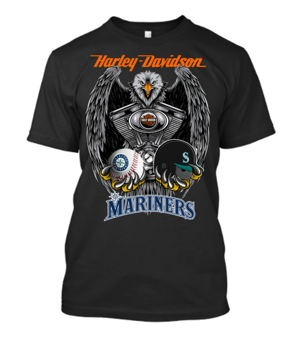 Harley Davidson Eagle Mlb Seattle Mariners Baseball Helmet Seattle T-Shirt