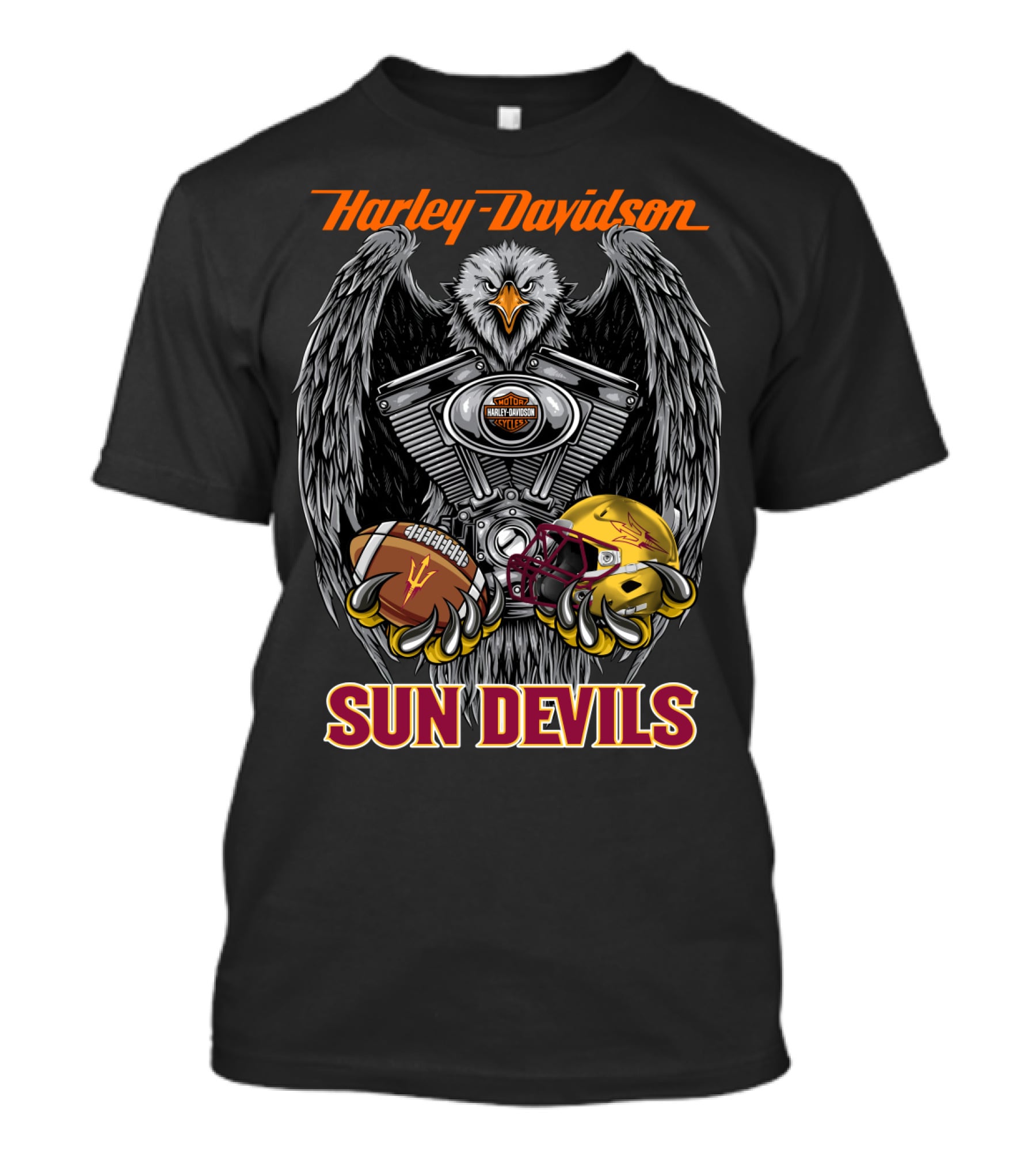 Harley Davidson Sun Devils Eagle Engine Football Helmet T-Shirt