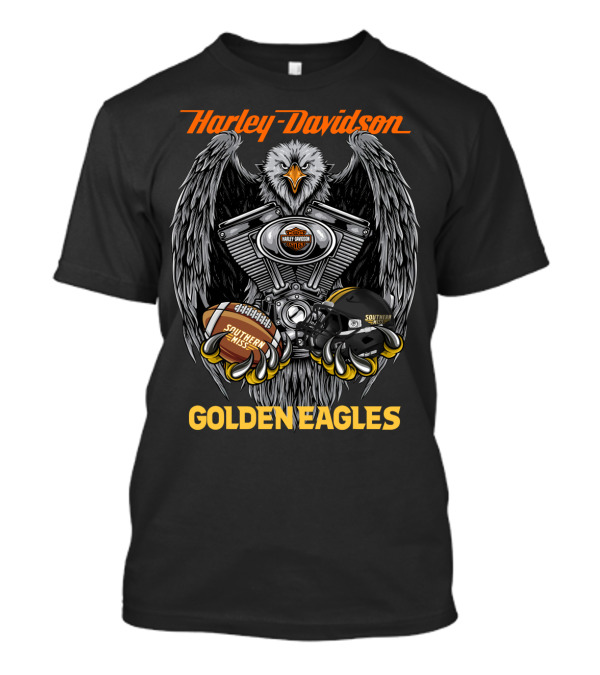 Harley Davidson Southern Miss Golden Eagles Ncaa Football Helmet And Engine T-Shirt